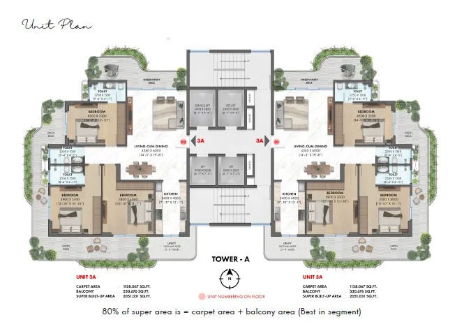 Ganga Anantam Sector 85 Gurgaon – Floor Plan for 3.5 BHK Apartments