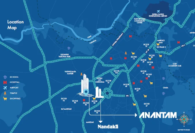 Ganga Anantam Sector 85 - Location Map 